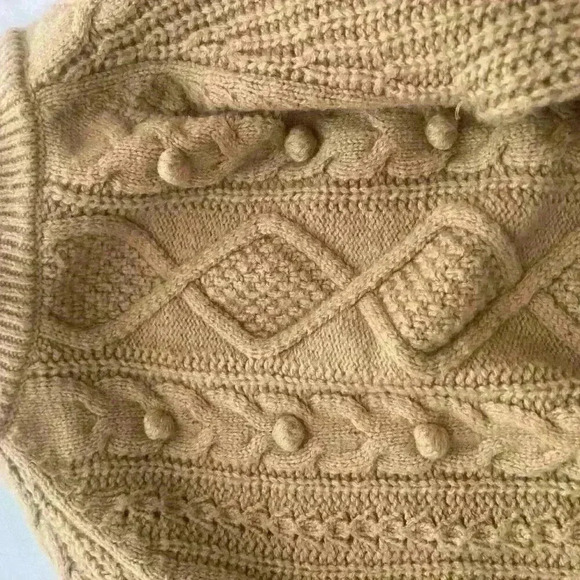 J. Crew Wool Blend Azra Pom Pom Cable Knit Mock Neck Sweater Size Medium preppy - Picture 5 of 11